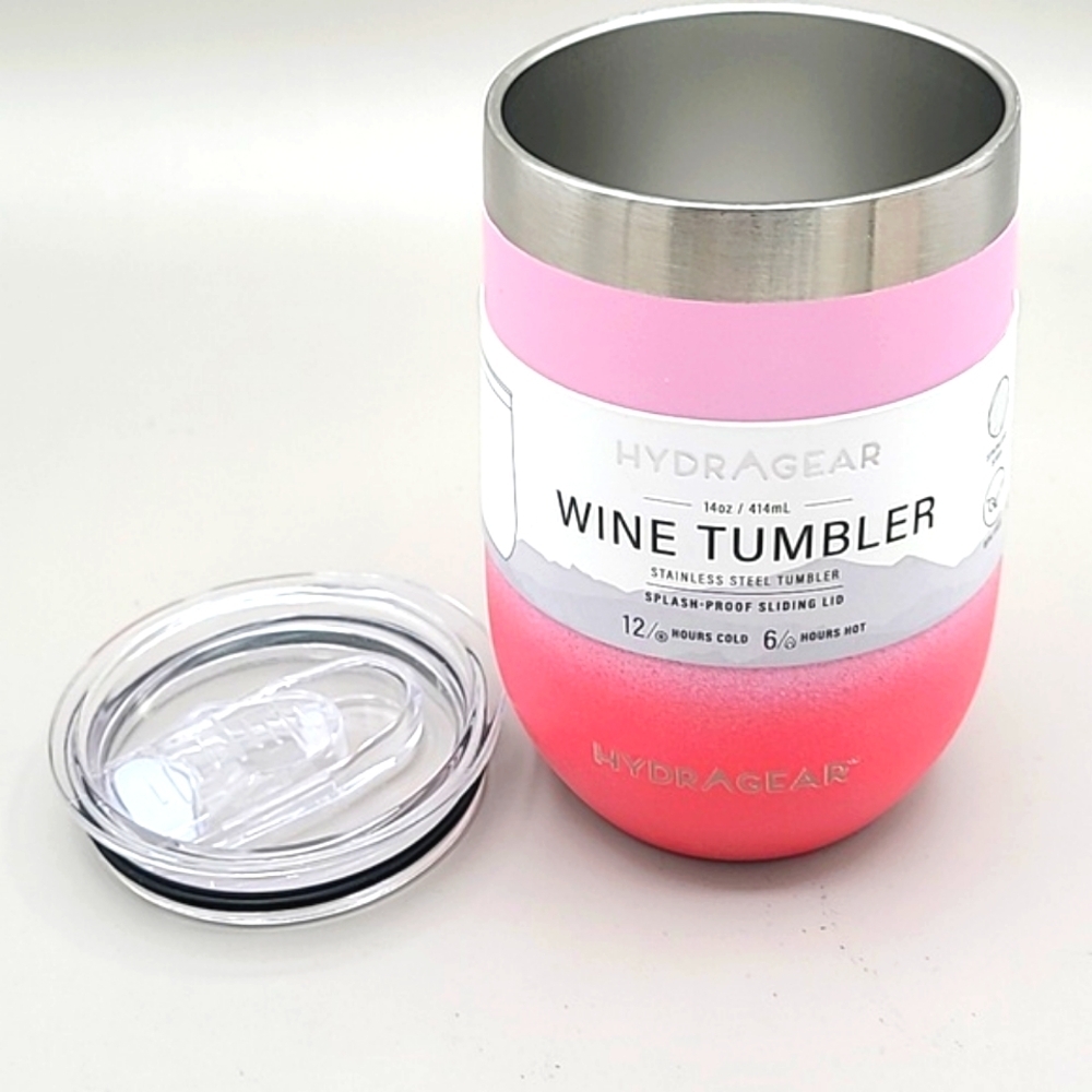 HYDRAGEAR Pink & Red Stainless Steel Wine Tumbler with Lid, NWOT - Picture 2 of 10
